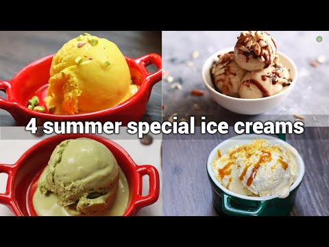 4 simple summer special ice creams | Ice cream recipes | Sowji's Kitchen