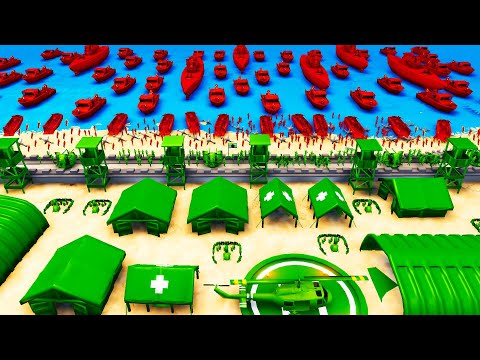 Can Green ARMY MEN Defend BEACH FORTRESS vs Endless Invasion?! - Attack on Toys