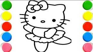 Cute Hello Kitty Drawing, Painting and Coloring For Kids and Toddlers_ Step by Step Drawing