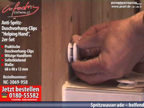 infactory Anti-Spritz-Duschvorhang-Clips "Helping Hand", 2er-Set
