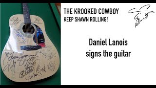 Daniel Lanois signing the Shawn Brush Foundation Guitar - Nov 1 2018