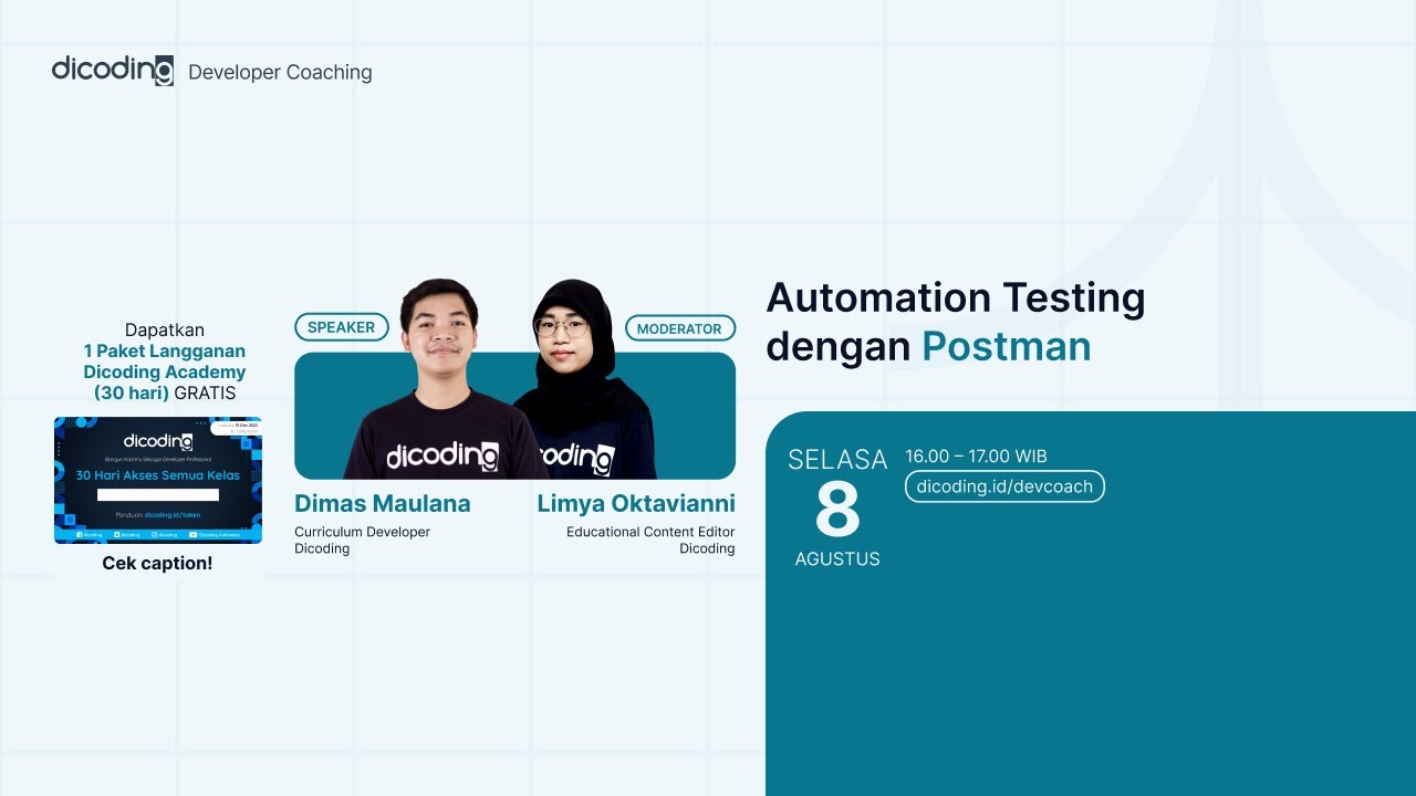 Dicoding Developer Coaching #99 : Back-End | Automation Testing dengan Postman