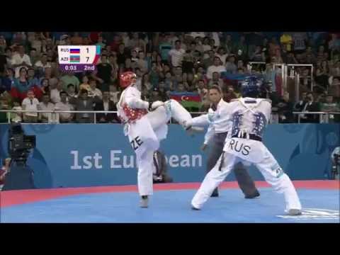 Taekwondo WTF. Baku 2015 European Games. Semifinal. M-68. Denisenko-Taghizade.