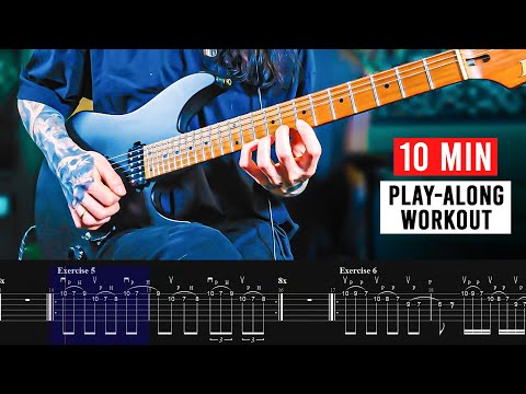 10 MIN INTERMEDIATE GUITAR WORKOUT - alternate picking, sweep picking, legato & more