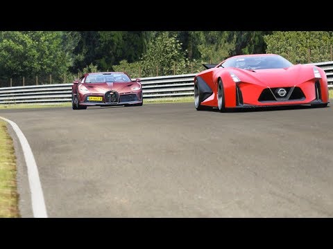 Bugatti Divo vs Nissan Concept 2020 Vision GT at Nordschleife