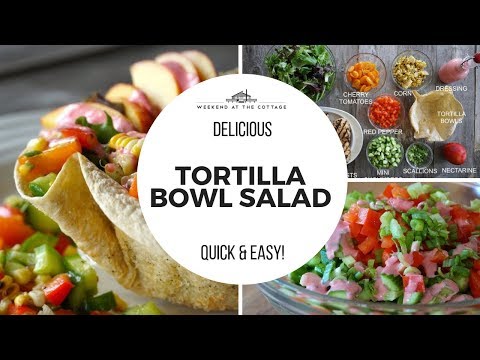Amazing GRILLED CHICKEN SALAD in a homemade TORTILLA BOWL!
