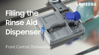 How to fill the Rinse Aid Dispenser on your Front Control or WaterWall Dishwasher | Samsung US
