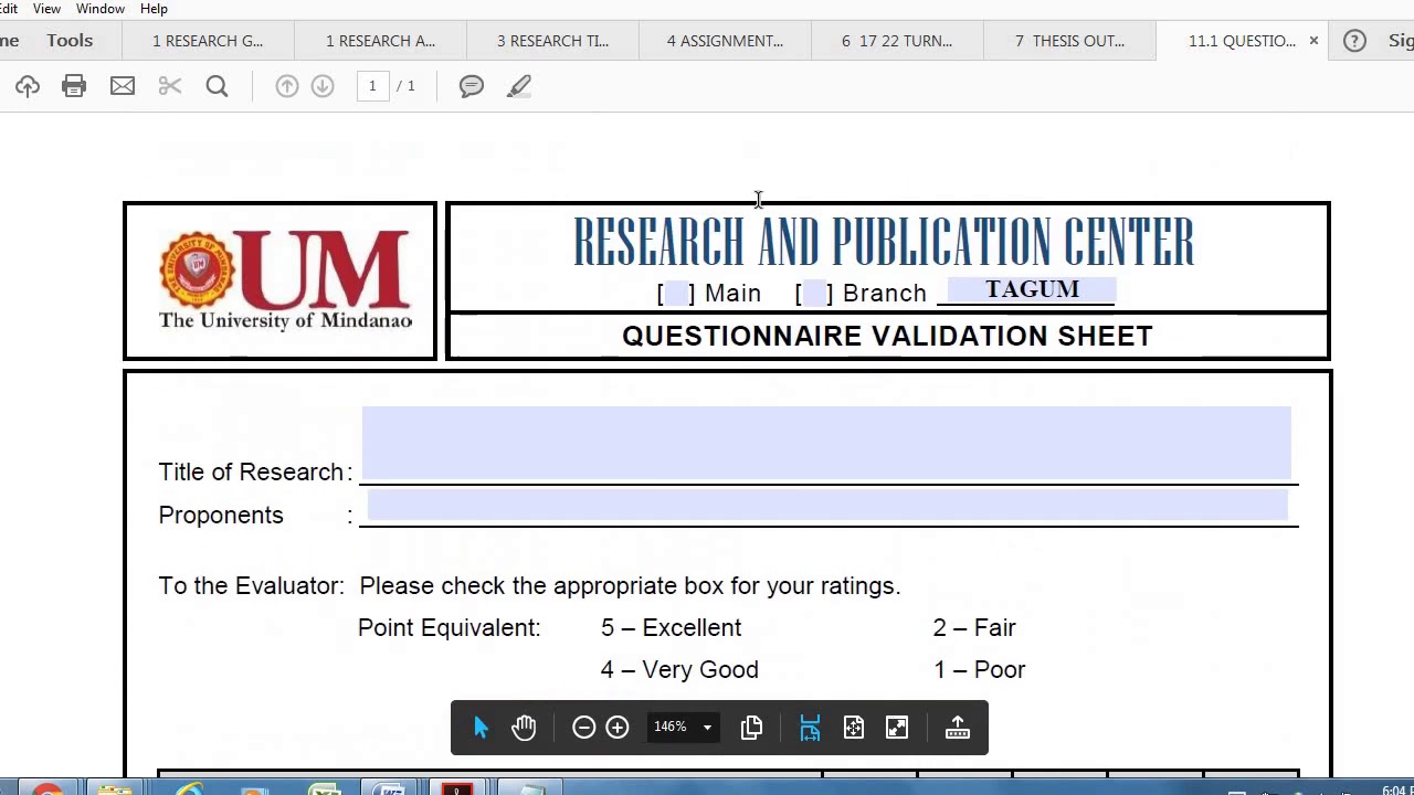 13 QUESTIONNAIRE VALIDATION FOR QUANTITATIVE