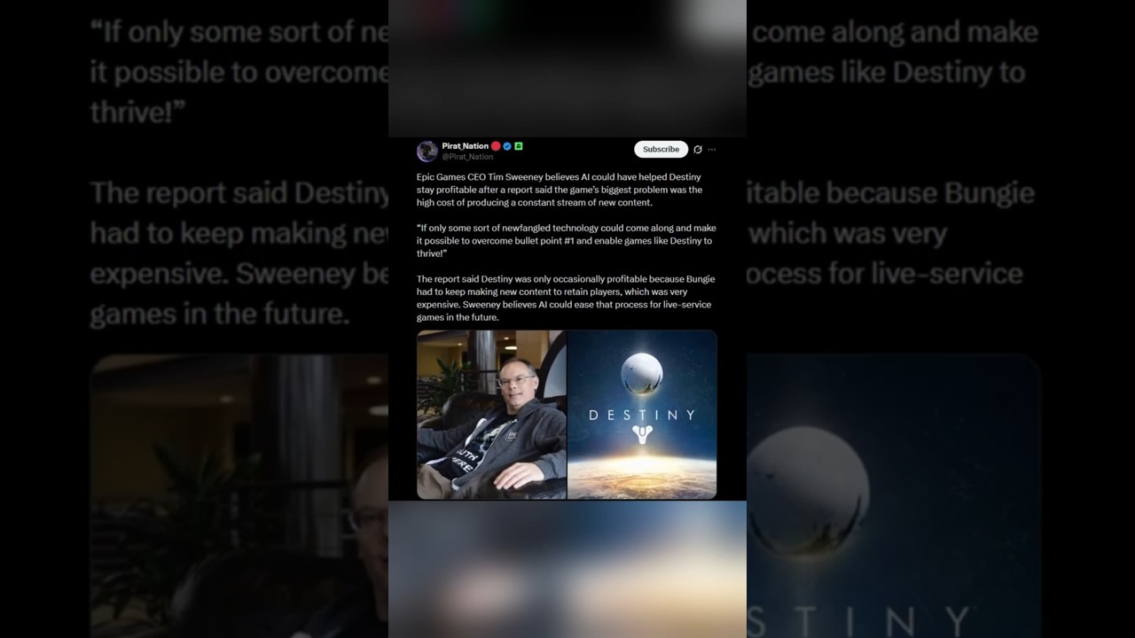 Tim Sweeney is Very Delusional About Destiny 2 #shorts