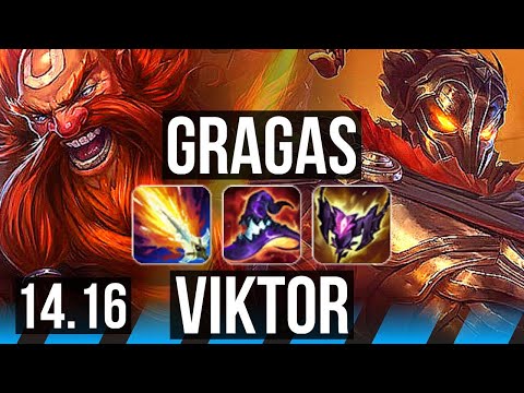 GRAGAS vs VIKTOR (MID) | 17/2/9, Rank 7 Gragas, 44k DMG, Legendary | TR Challenger | 14.16