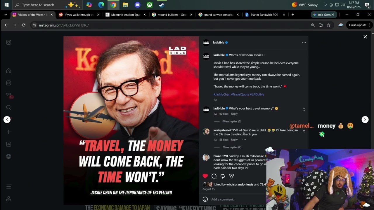 PSA FROM JACKIE CHAN: “TRAVEL NOW! The Money Will Come Back, Time Won’t”