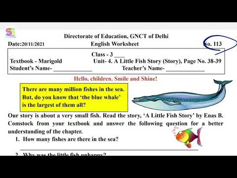 Worksheet no. 113 Date 20-11-2021 Class 3 rd Subject - ENGLISH