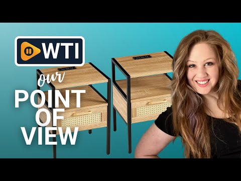 Rattan Nightstand Set of 2 - Boho End Tables with Power Outlet & USB Ports - WTI product video review
