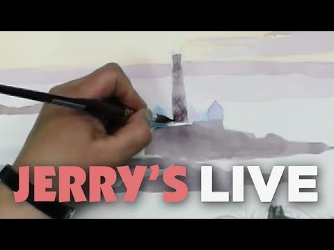 Jerry's LIVE Episode #94 - Basic Watercolor Skills Demo - Small Landscape Using Basic Supplies
