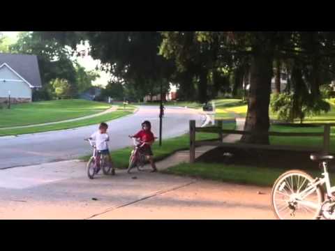 Riding bikes down the sidewalk in Carmel