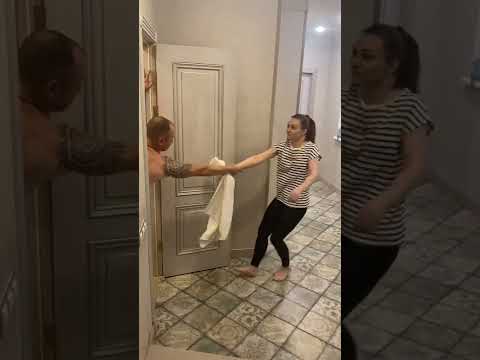 He wanted more than a towel…😏#shorts #funny #family #lol #joke #lmao #husband #wife #towel