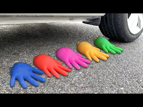 Experiment Car vs Water Gloves | Crushing crunchy & soft things by car | Test Ex
