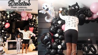 Set up with me for Dakotas first Annual BOOJAMA Movie Night | Balloon Garland Tutorial