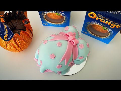 Terry’s chocolate orange belly and bust Pregnant belly baby shower cake topper how to step by step
