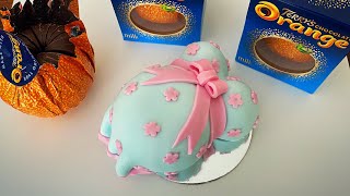 Terry’s chocolate orange belly and bust Pregnant belly baby shower cake topper how to step by step