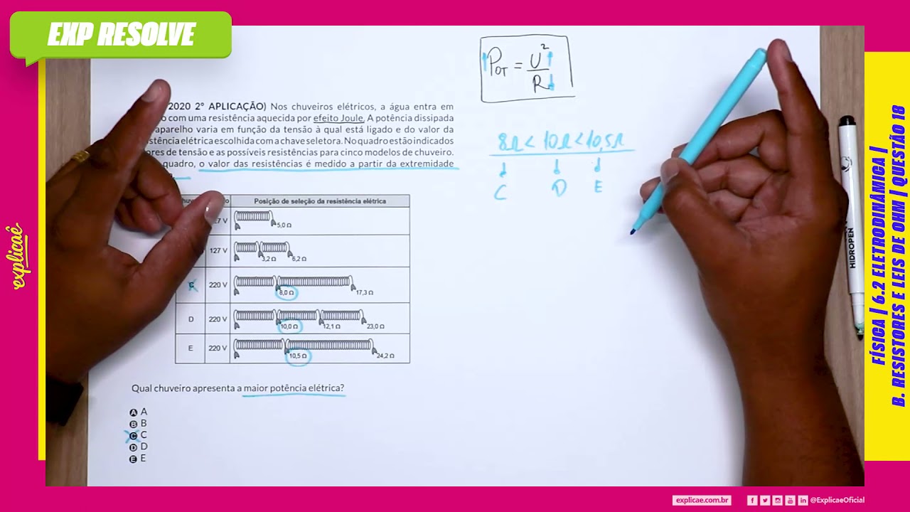 NOS CHUVEIROS ELÉTRICOS, A ÁGUA ENTRA EM CONTATO (...) | ELETRODINÂMICA B RESISTORES E LEIS DE OHM