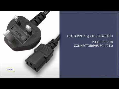 BS 1363 Fused Plug To IEC 60320 C13 Connector, 3-Pin AC Power Cord