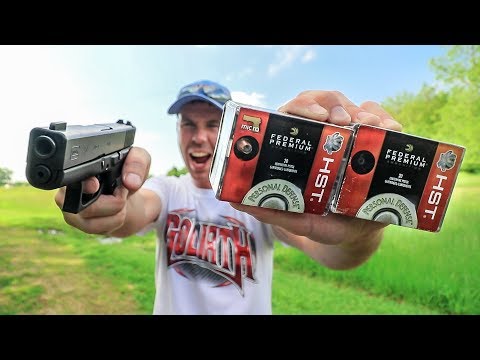 The BEST 9mm Defensive AMMO Made! Federal HST 124 Standard vs +P Ballistic Gel Test With The P365!