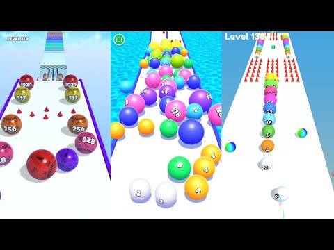 Ball Run 2048 vs Ball Master 2048 vs Ball Merge - Max Levels Gameplay Android, iOS