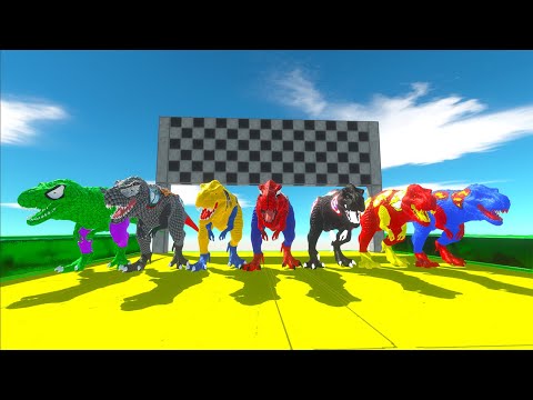 7 Superheroes Dc Marvel Superman T-rex Speed Race Championship - Animal Revolt Battle Simulator