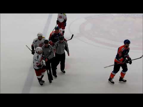 Lukáš Kříž a Jan Fišera - výměna názorů (David Servis ČB - Hodonín 1:2) 2018-19