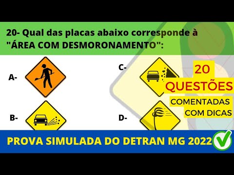 PROVA SIMULADA DO DETRAN MG 2022 - SIMULADO DO DETRAN 2022 COMENTADO- DETRAN MG - QUESTÕES DE PROVA