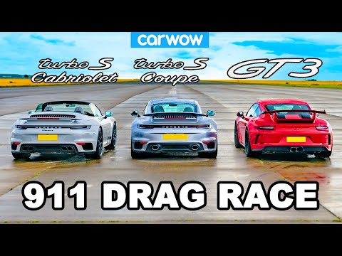 Porsche 911 GT3 vs New Turbo S Coupé and Cabriolet: DRAG RACE *Shock Result*