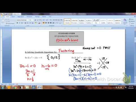 Algebra 2 - 2.3 Solving Quadratic Equations