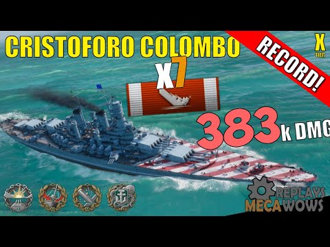 DAMAGE RECORD! Cristoforo Colombo 7 Kills & 383k Damage | World of Warships Gameplay