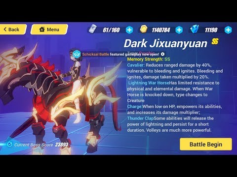 Honkai 3rd: Memorial Arena SS Dark Jixuanyuan with SS Sinen (Flame Sakitama) 26k score (SEA)