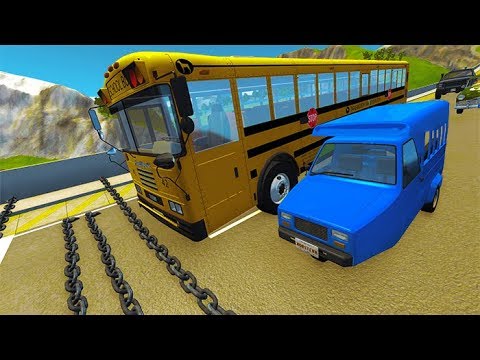 Beamng drive - Giant Chain Crashes High Speed Car Jumps