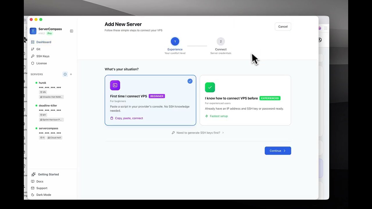 How to connect your VPS with Server Compass