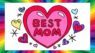 How to Draw HEART w/ BEST MOM Letters 💖 Mother's Day Art