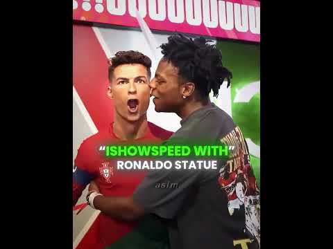 Celine & IShowSpeed With Ronaldo And Messi Statue...🤣🤣
