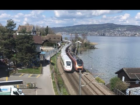 Durchfahrt eines ICE und des IR 35 nach Chur