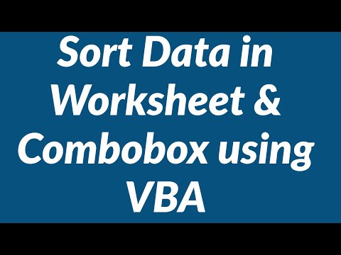 Sort data in Excel worksheet and combobox using vba