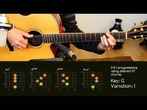 Guitar chord progressions • 2-5-1 using altered chords • IIm7 V7alt Imaj7