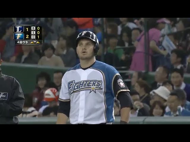 【4回裏】ファイターズ・レアード センター前タイムリーで逆転に成功!! 2015/4/8 F-L