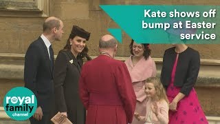 Kate shows off bump in brown coat at Easter service