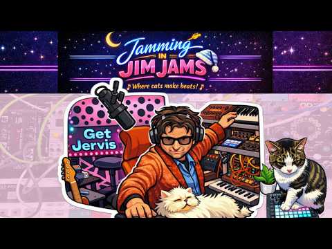Jamming in Jimjams:  Sunday best #electronicmusic #cat #synth #sunday #chat