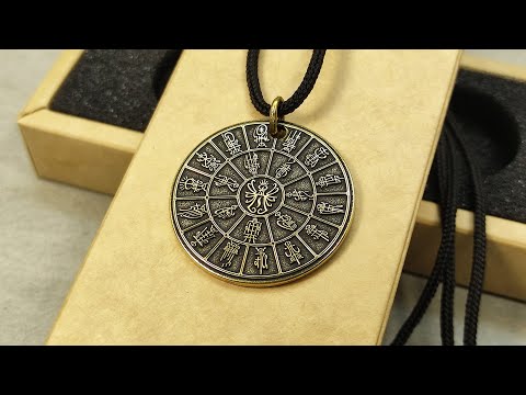 Brass Pendant Coin "Mandala High Elves Pantheon (Kadai)" — Fantasy Amulet with Personalization