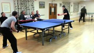 preview picture of video 'Wolds TT Triples Tournament Chris (Butterfly) v Ryan (Stiga) on 14 January 2014'