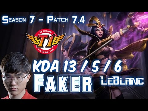 SKT T1 Faker LEBLANC vs JAYCE Mid - Patch 7.4 KR Ranked