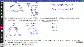 Week 13 Geom. Unit 4 Triangle Sides with Algebra