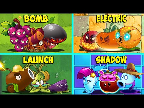 4 Team BOMB x ELECTRIC x LAUNCH x SHADOW - Who Will Win? - PvZ 2 Team Plant Battlez